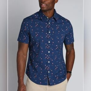 Jachs Blue with Red Surfer Print Short Sleeve Shirt Size M